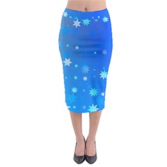 Blue Hot Pattern Blue Star Background Midi Pencil Skirt