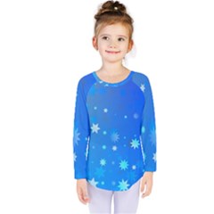 Blue Hot Pattern Blue Star Background Kids  Long Sleeve Tee