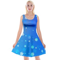 Blue Hot Pattern Blue Star Background Reversible Velvet Sleeveless Dress