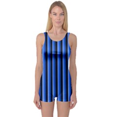 Blue Lines Background One Piece Boyleg Swimsuit