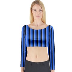 Blue Lines Background Long Sleeve Crop Top