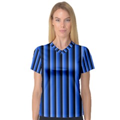 Blue Lines Background Women s V-neck Sport Mesh Tee