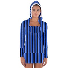 Blue Lines Background Women s Long Sleeve Hooded T-shirt