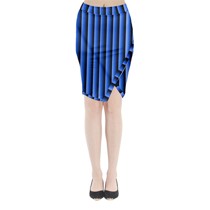 Blue Lines Background Midi Wrap Pencil Skirt