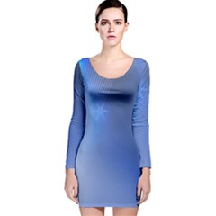 Blue Star Background Long Sleeve Velvet Bodycon Dress