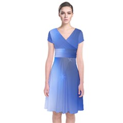 Blue Star Background Short Sleeve Front Wrap Dress