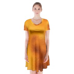 Blurred Glass Effect Short Sleeve V-neck Flare Dress