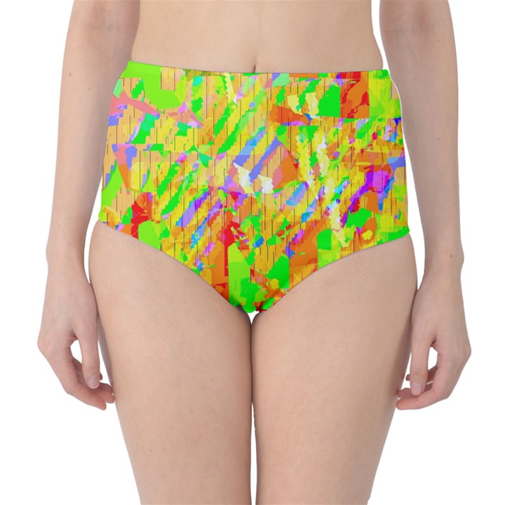 Cheerful Phantasmagoric Pattern High-Waist Bikini Bottoms