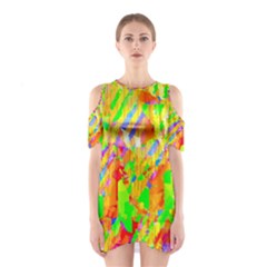 Cheerful Phantasmagoric Pattern Shoulder Cutout One Piece