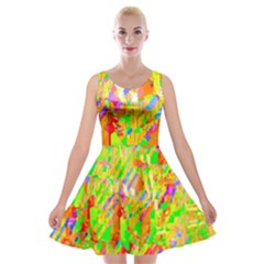 Cheerful Phantasmagoric Pattern Velvet Skater Dress