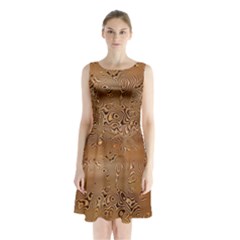 Circuit Board Sleeveless Chiffon Waist Tie Dress