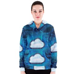 Circuit Computer Chip Cloud Security Women s Zipper Hoodie by Amaryn4rt