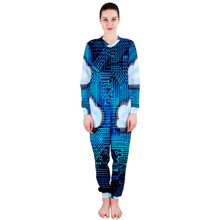 Circuit Computer Chip Cloud Security OnePiece Jumpsuit (Ladies) 