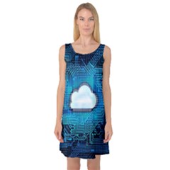 Circuit Computer Chip Cloud Security Sleeveless Satin Nightdress by Amaryn4rt