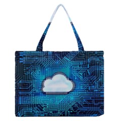 Circuit Computer Chip Cloud Security Medium Zipper Tote Bag by Amaryn4rt