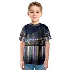 Cleveland Building City By Night Kids  Sport Mesh Tee