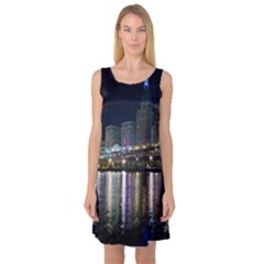 Cleveland Building City By Night Sleeveless Satin Nightdress by Amaryn4rt