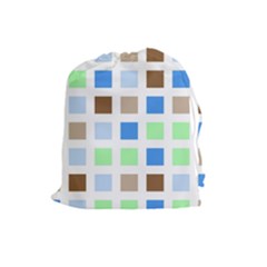 Colorful Green Background Tile Pattern Drawstring Pouches (large) 