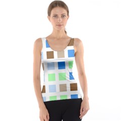 Colorful Green Background Tile Pattern Tank Top