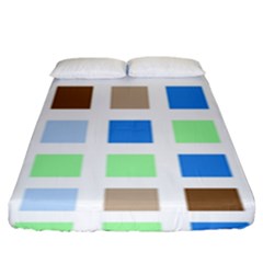 Colorful Green Background Tile Pattern Fitted Sheet (king Size)