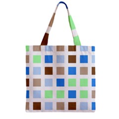 Colorful Green Background Tile Pattern Zipper Grocery Tote Bag