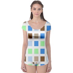 Colorful Green Background Tile Pattern Boyleg Leotard  by Amaryn4rt