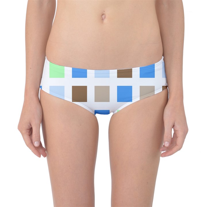 Colorful Green Background Tile Pattern Classic Bikini Bottoms