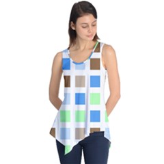 Colorful Green Background Tile Pattern Sleeveless Tunic