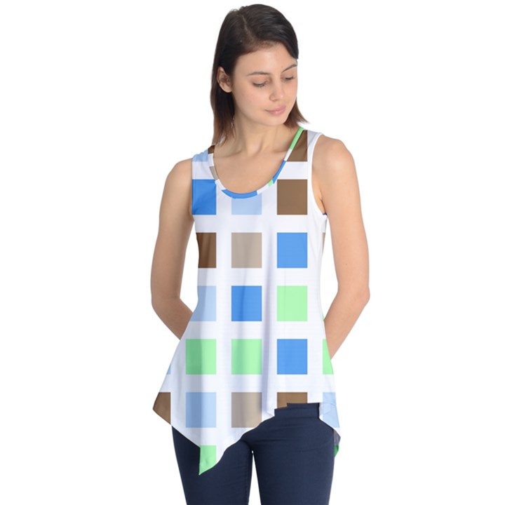 Colorful Green Background Tile Pattern Sleeveless Tunic