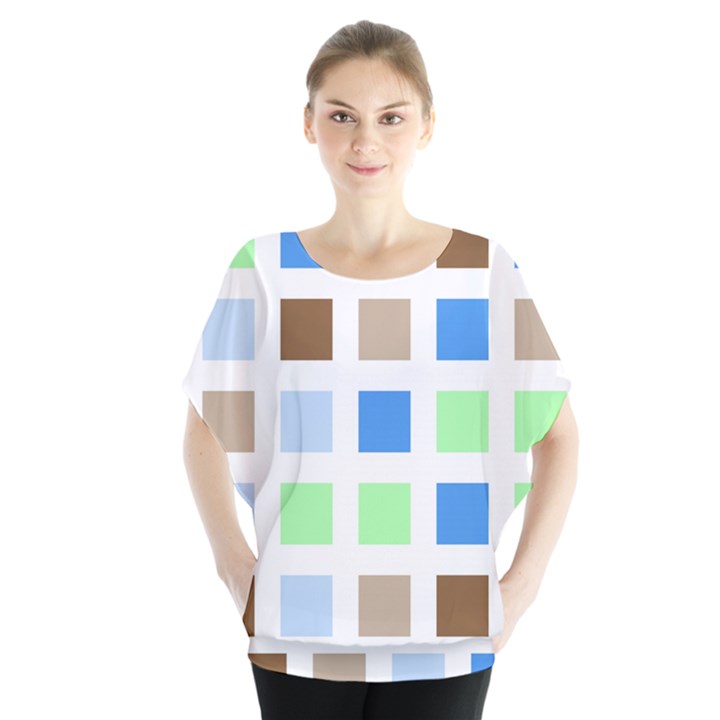 Colorful Green Background Tile Pattern Blouse