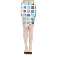 Colorful Green Background Tile Pattern Midi Wrap Pencil Skirt