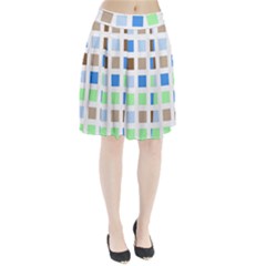 Colorful Green Background Tile Pattern Pleated Skirt