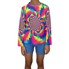 Colorful Psychedelic Art Background Kids  Long Sleeve Swimwear by Amaryn4rt