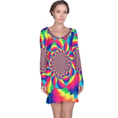 Colorful Psychedelic Art Background Long Sleeve Nightdress by Amaryn4rt