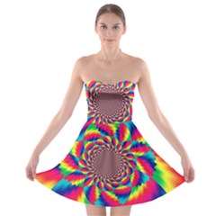 Colorful Psychedelic Art Background Strapless Bra Top Dress by Amaryn4rt