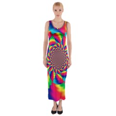 Colorful Psychedelic Art Background Fitted Maxi Dress by Amaryn4rt