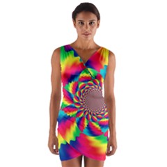 Colorful Psychedelic Art Background Wrap Front Bodycon Dress by Amaryn4rt