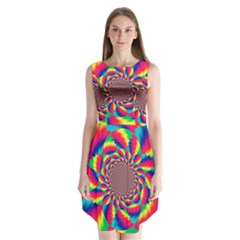 Colorful Psychedelic Art Background Sleeveless Chiffon Dress  