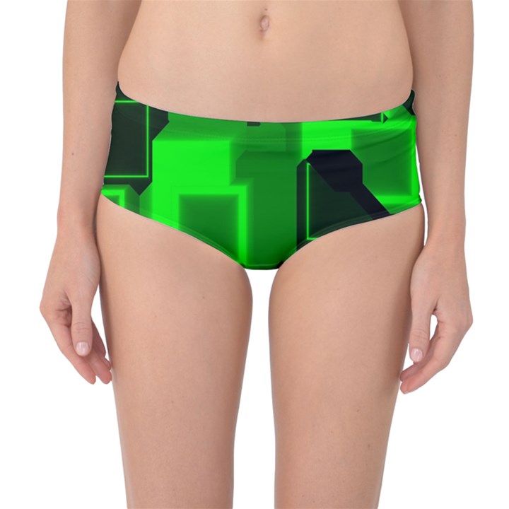 Cyber Glow Mid-Waist Bikini Bottoms