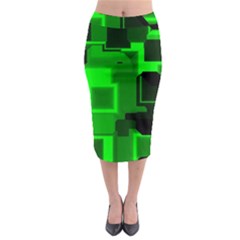 Cyber Glow Midi Pencil Skirt