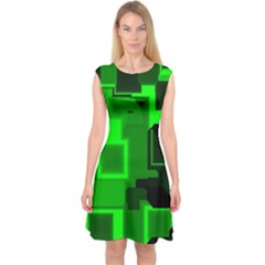 Cyber Glow Capsleeve Midi Dress