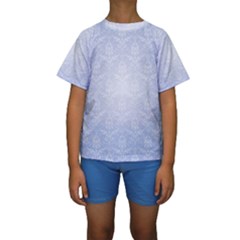 Damask Pattern Wallpaper Blue Kids  Short Sleeve Swimwear