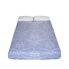 Damask Pattern Wallpaper Blue Fitted Sheet (full/ Double Size)