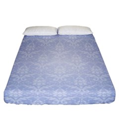 Damask Pattern Wallpaper Blue Fitted Sheet (california King Size)