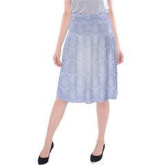 Damask Pattern Wallpaper Blue Midi Beach Skirt