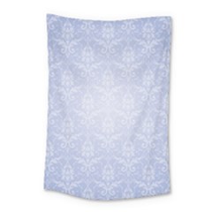 Damask Pattern Wallpaper Blue Small Tapestry by Amaryn4rt