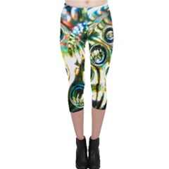 Dark Abstract Bubbles Capri Leggings  by Amaryn4rt