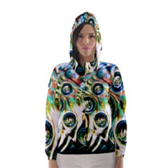 Dark Abstract Bubbles Hooded Wind Breaker (women)