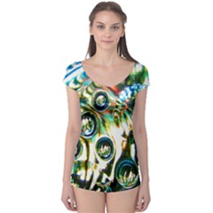 Dark Abstract Bubbles Boyleg Leotard 