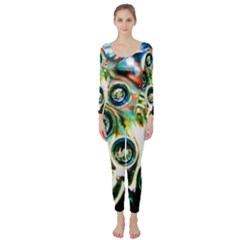 Dark Abstract Bubbles Long Sleeve Catsuit